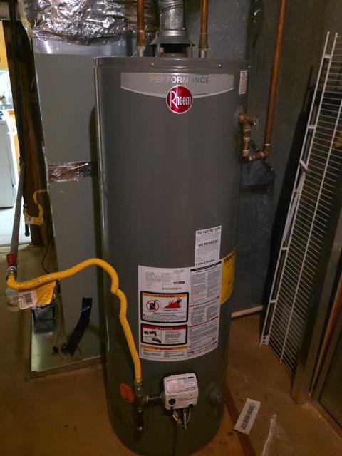 We responded to our customers home due to replacing an older water heater as part of preventative maintenance before the system failed. The existing unit has reached the end of its expected service life, and replacing it proactively helps prevent leaks, water damage, and unexpected loss of hot water. After reviewing replacement options with our customer, we proceeded with installing a new Rheem 50 gallon gas water heater. We removed the old unit and prepared the area to ensure all connections met current safety and code requirements. We installed the new Rheem 50 gallon gas water heater with properly secured gas and water connections. Once the installation was complete, we filled the tank, restored gas service, and tested the system for proper operation and leak free performance. The new water heater is now running efficiently and ready to provide reliable hot water.