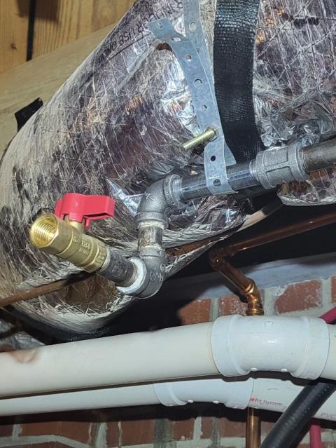 We responded to our customer after Atlanta Gas Light shut our customers gas off due to multiple leaks on the property. Upon arrival, we performed a gas pressure test to confirm the system was not holding pressure and to help locate the sources of the gas leaks. We identified and repaired a gas leak found by the downstairs furnace. During the repair process, we also found a leaking 1/2" thread saver near the shut off valve, and the shut off valve connection itself was also leaking. We connected both issues by sealing and tightening the affected fittings to restore connection. After completing the repairs, we performed a second gas pressure test to confirm the system was holding pressure with no additional leaks. Once the system passed testing, we turned the gas back on and verified safe operation.  