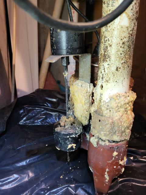 We responded to our customer's home after they reported their basement bathroom was repeatedly backing up, which is often a sign of an issue with a sewage ejector pump system. Basement plumbing relies on the ejector pump to move waste up to the main sewer line, and when it fails, backups occur. Upon arrival, we inspected the sewage ejector pump in the basement and found that the float was not operating properly, preventing the pump from activating as it should. To resolve this issue, we replaced the ejector pump float to restore proper pump operation. After the repair, we ran water and waste through the system to test the sewage ejector pump for proper cycling and drainage. 