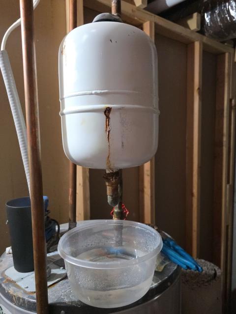 We responded to our customer after they reported a leaking thermal expansion tank near their water heater. A failing expansion tank can cause constant dripping and lead to high water pressure and water heater damage if not addressed. Upon inspection, we confirmed the thermal expansion tank was leaking continuously and no longer functioning properly. To resolve this issue, we removed the failed expansion tank and installed a new replacement. After installation, we turned the water back on and checked the system for leaks ad proper pressure control. Everything tested leak free and and is now operating as designed.  