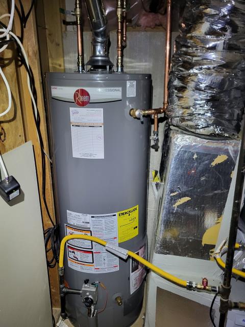 We responded to our customer in Alpharetta, GA to install a new Rheem 50 gallon gas water heater in the basement utility room. We removed the existing unit and installed the new water heater, ensuring all gas, water, and vent connections were properly secured. While on site, we also performed a tankless water heater descale and maintenance service to improve efficiency and extend the life of the unit. After completing the work, we tested both systems for proper operation and leak free performance. Everything is now functioning correctly and providing reliable hot water.