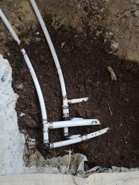 We responded to our customer in Temple, GA for a water leak under the concrete slab. Upon inspection, we found multiple leaks caused by SharkBite fittings installed beneath the slab, which are not ideal for concealed applications. We removed the faulty fittings and properly reconnected all hot and cold water lines using approved connections. After completing the repairs, we tested the system to ensure leak free operation. The slab leaks have been resolved and the plumbing system is now functioning correctly.