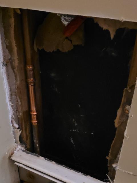 We responded to our customer in Marietta, GA after they reported a water leak coming from inside the wall. Upon inspection, we located a leaking copper water line within the wall. We cut out the damaged section of pipe and repaired the copper water line to restore proper water flow. After completing the repair, we turned the water back on and tested for leak free operation. The leak has been successfully repaired and the plumbing system is now functioning properly.
