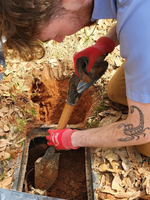 We responded to our customer in Temple, GA after a PVC ball valve broke underground, causing a water leak. We excavated the area to access the damaged valve and raised the connection for better accessibility. We then installed a new brass ball valve for improved durability and long term reliability. Once the installation was completed, we restored water service and tested for proper, leak free operation.