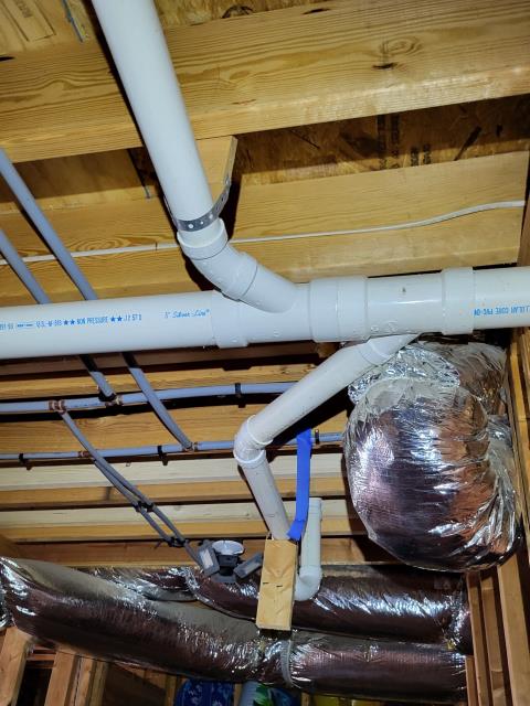 We responded to our customer in Woodstock, GA to complete a new bathroom rough in plumbing installation as part of a remodel. We installed the plumbing for two sinks, a toilet, a roll in shower, and a freestanding tub, ensuring all water and drain lines were properly routed. All rough in connections were secured to meet code and prepare for fixture installation. After completing the work, we tested the system for proper flow and leak free operation. The bathroom plumbing is now ready for the next phase of the project.