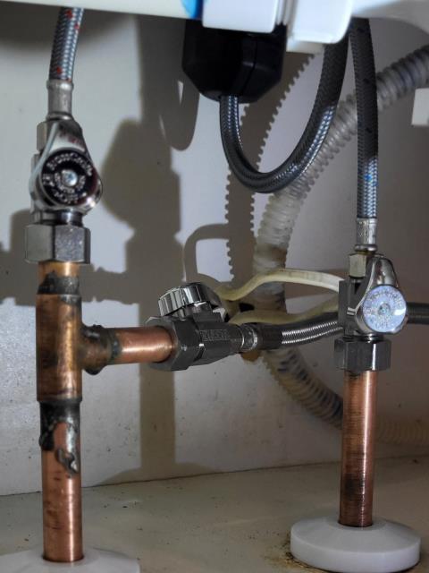 We responded to our customer in Douglasville, GA to address failing shut off valves under the kitchen sink. We removed the old valves and installed new shut off valves for the kitchen faucet and dishwasher. All connections were properly secured during installation. After completing the repairs, we ran water and tested for proper, leak free operation. The kitchen plumbing is now functioning correctly.