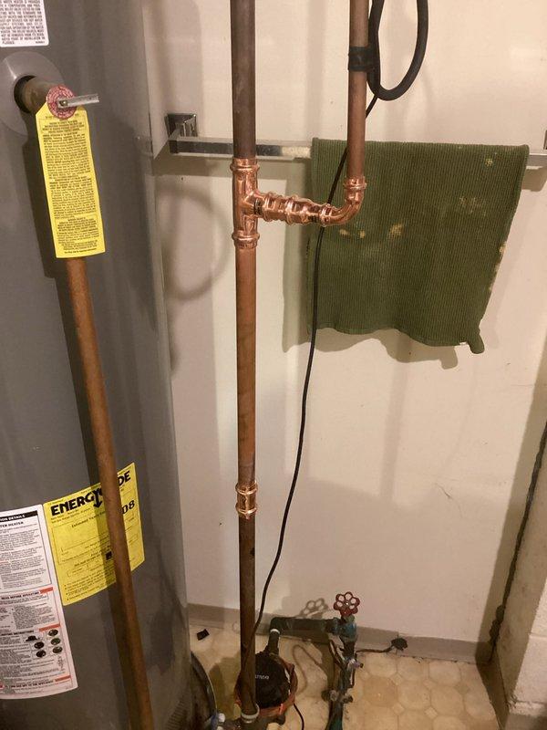 Provided quote for complete removal of existing water softener system and replumbing of water supply lines. Assessed current plumbing configuration including copper supply lines, water heater connections, and existing softener bypass setup to determine scope of work and materials required for restoration to standard municipal water supply.