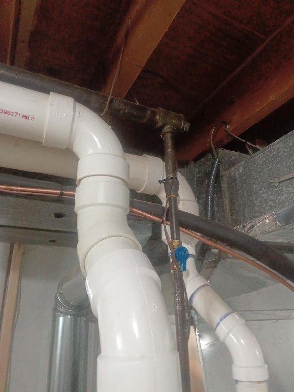 Installed 85 feet of 1.5-inch gas line from an interior tap location within the basement utility area. The new gas piping was routed through the ceiling joists alongside existing plumbing and HVAC infrastructure, terminating at the gas meter mounted on the concrete block wall. All connections were properly secured and tested to ensure safe operation and code compliance.