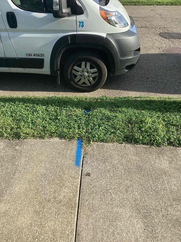 Responded to burst waterline emergency and performed leak location assessment. Utilized electronic leak detection equipment to trace underground water line path and identify breach point in service line. Marked concrete surface with blue tracer paint to indicate precise location of burst pipe for excavation access. Documented utility room infrastructure and marked leak location for repair crew coordination.