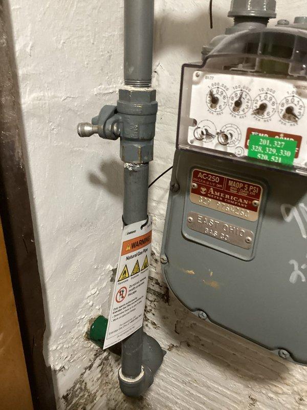 Responded to gas leak call and performed comprehensive inspection of residential natural gas system. Located leak in existing gas line running through basement ceiling area. Replaced compromised section of gas piping with new code-compliant materials, ensuring proper threading and secure connections. Installed appropriate support brackets and straps to secure new piping to ceiling joists. Verified gas meter operation and shutoff valve functionality. Conducted pressure test on repaired gas line system to confirm leak elimination and system integrity. All connections tested and verified leak-free using approved detection methods. System returned to safe operating condition with proper safety tags and warnings in place.