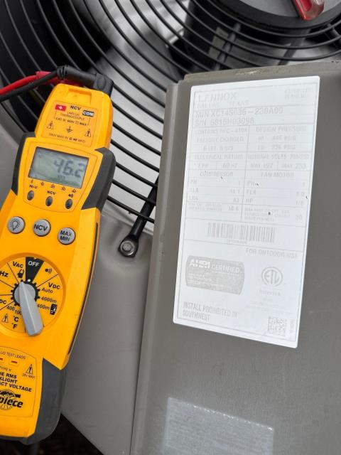 Routine AC maintenance for an existing customer in Ambler, PA 19002. Both Lennox systems were running well, and we also inspected plumbing concerns related to toilet tank stoppers damaged by Clorox tablets. Recommended replacement to prevent leaks and improve performance.