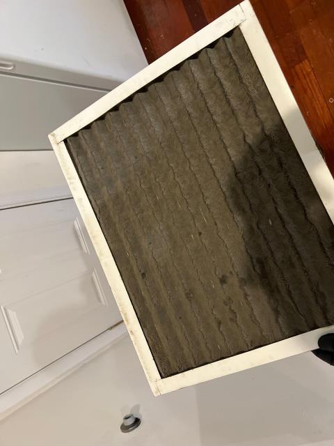 Responded to a heating comfort concern in philadelphia, pa 19125. The tenant reported that despite setting the thermostat to 73°f, indoor temperatures stayed around 64°f, while the upstairs neighbor’s unit stayed overly warm. Found a dirty filter restricting airflow and noted that both supply and return vents were located high in the 12-foot ceiling, causing poor air circulation. Took temperature readings; supply air measured at 120°f and confirmed system operation.