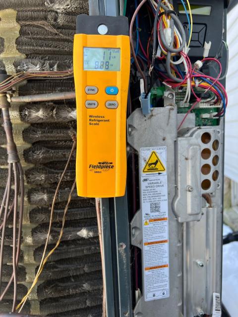 Wrapped up a heat pump repair in ivyland, pa 18974 for a new customer. Performed a nitrogen pressure test and verified the system held pressure. Pulled a vacuum below 300 microns, charged with 11 lbs. 8 oz. Of r-410a refrigerant, and conducted a full leak search. Found two pinhole leaks in the copper piping and confirmed proper operation after service. The system now running efficiently and ready for the cold season.