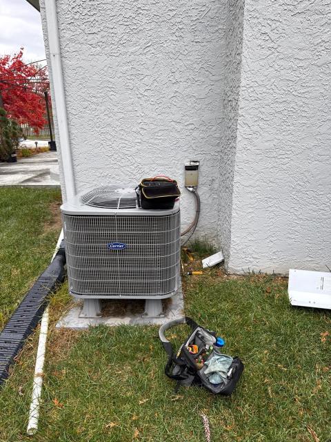 Completed a diagnostic visit to inspect the second-floor heat pump after the homeowner reported that it powers on but isn’t producing warm air. Our technician confirmed that the system is low on refrigerant and located a leak at the evaporative coil. The first-floor unit is operating normally, so the issue is isolated to the second-floor unit. Our customer was provided with a detailed explanation of the findings, including recommended repairs to restore proper heating. He appreciated the thorough assessment and clear guidance on next steps to get his system fully operational.