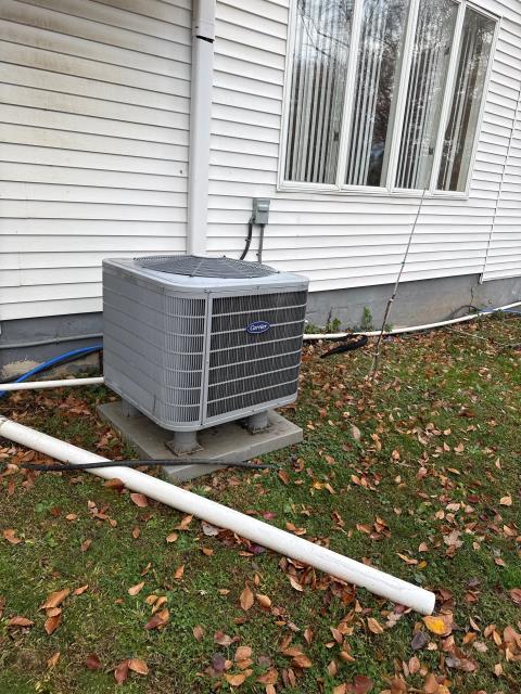 Wrapped up a diagnostic visit at a homeowner’s property to address ongoing issues with a mitsubishi electric indoor unit and a carrier central air system. The mitsubishi mini-split was found low on refrigerant, with quick-connect fittings using pipe sealant instead of proper field flaring, and the high-voltage wire run without conduit or proper support, contributing to operational issues. The carrier heat pump’s compressor had failed and was tripping the breaker, preventing heating. Both systems are under warranty, and the homeowner was advised on repair options to restore safe and reliable heating and cooling throughout the home.