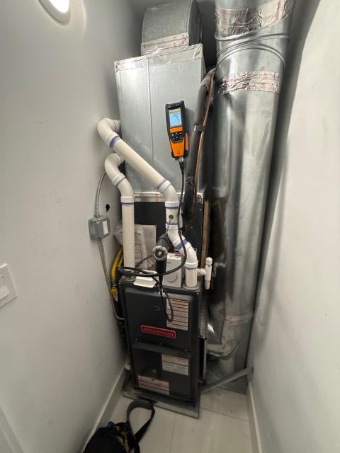 Wrapped up a visit to a new customer in Philadelphia, PA 19130, who requested a full furnace inspection for a property he’s preparing to sell. The buyer’s home inspector noted heavy internal corrosion, rust from past condensation issues, and exhaust fumes being drawn back into the fresh air intake, creating a serious carbon monoxide concern. The system is a 7-year-old Goodman gas furnace with no maintenance history, located in a third-floor closet. We completed a thorough diagnostic and confirmed the findings, documenting the issues for his records. Based on the severity of the damage and safety risks, we recommended a full furnace replacement as the most reliable solution moving forward, so he can meet inspection requirements before closing.