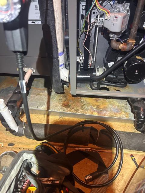 Performed a heating diagnostic for a new customer at a home in Feasterville, PA 19053 after their Lennox gas furnace began blowing cold air despite the system running. We cleaned a dirty flame sensor to restore heat and verified proper operation while also noting a minor PVC exhaust leak, multiple rust spots, and drainage concerns in the attic-installed unit. Recommendations were provided to relevel the furnace for proper condensate drainage, replace the furnace condensate trap, and install an additional trap for the evaporator coil to help prevent future shutdowns and water-related issues.