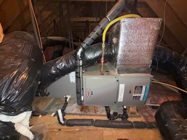 Performed a heating diagnostic for a new customer at a home in Feasterville, PA 19053 after their Lennox gas furnace began blowing cold air despite the system running. We cleaned a dirty flame sensor to restore heat and verified proper operation while also noting a minor PVC exhaust leak, multiple rust spots, and drainage concerns in the attic-installed unit. Recommendations were provided to relevel the furnace for proper condensate drainage, replace the furnace condensate trap, and install an additional trap for the evaporator coil to help prevent future shutdowns and water-related issues.