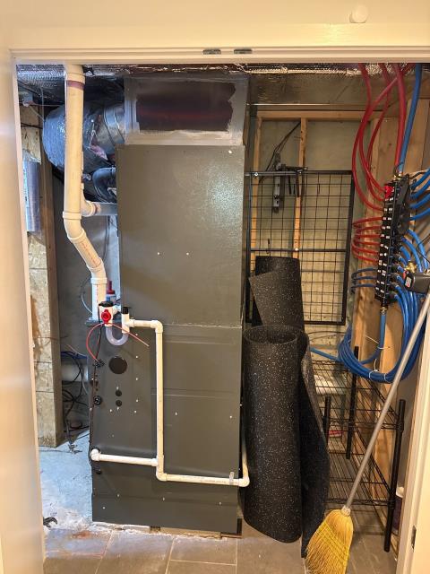 Completed the installation of a new goodman two-stage 96% afue furnace to replace their failed unit and improve comfort across a 4-story townhouse. The project included removing the old furnace, correcting return ductwork for proper airflow, connecting venting, gas, electrical, and control systems, and configuring the two-stage operation. Full airflow testing and combustion analysis were performed, providing quieter, smoother operation, reduced temperature swings, and improved efficiency, backed by a 10-year parts and 3-year labor warranty.