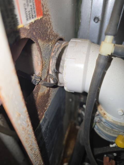 Responded to an emergency no-heat call at a residential home after a 20-year-old basement gas furnace shut down following a reported buzzing noise. Our technician diagnosed a failing exhaust (inducer) motor and noted significant rust and age-related wear, recommending motor replacement and reviewing safety concerns. We also provided furnace-only and full ac/heating replacement estimates for future planning, allowing the homeowner time to review options and decide on next steps.