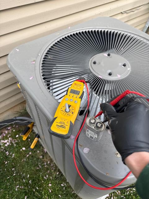 I performed spring maintenance on a club member’s hvac system, finding a worn contactor, an out-of-range capacitor, and high startup amperage. I recommended replacing both and rechecking performance, ensuring proper operation and reduced electrical strain.