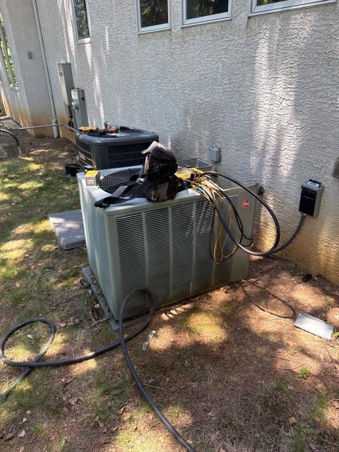 I serviced two cooling systems for a returning customer. The second-floor unit got a condenser cleaning, filter swap, and capacitor replacement. The first-floor system had a faulty compressor, so i reviewed the diagnosis and discussed repair options. I serviced two cooling systems for a returning customer. The second-floor unit got a condenser cleaning, filter swap, and capacitor replacement. The first-floor system had a faulty compressor, so i reviewed the diagnosis and discussed repair options.