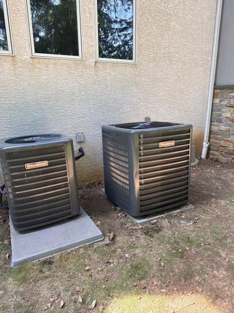 We installed a new goodman hvac system, removing the old equipment. This included the ac condenser, furnace, and connections to existing systems. The new system was tested and is now reliable and efficient.