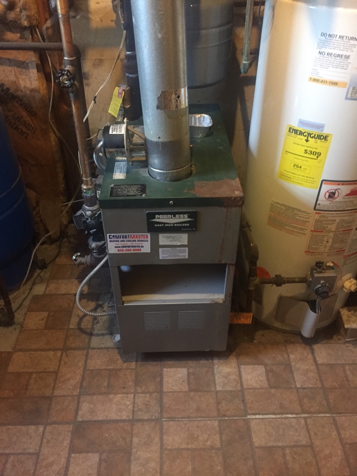 Peerless Gas Boiler Annual Maintenance with many original components boiler is 20 years old is at its original lifespan. Will provide estimate for replacement 