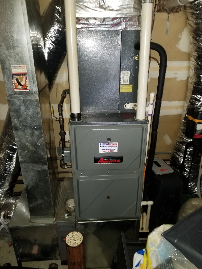 Amana Gas Furnace with Amana ac outdoor unit. Performed annual maintenance including gas water heater