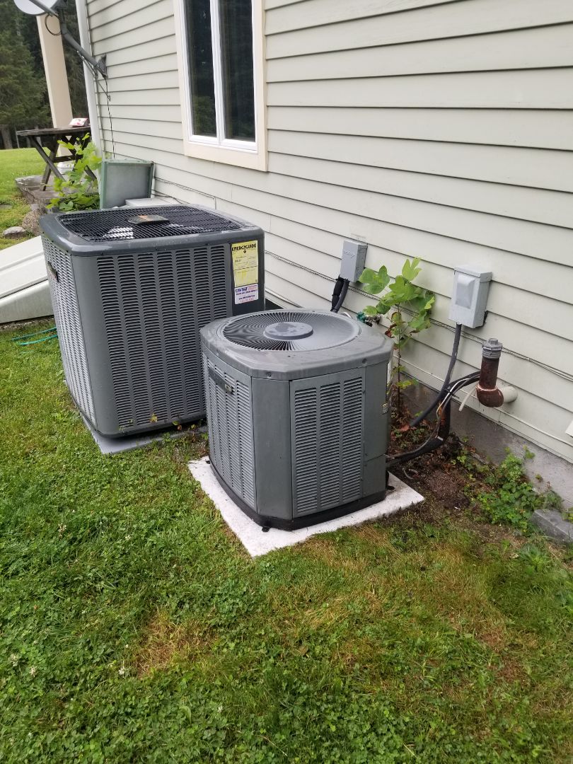 Trane and Amana Air conditioning system maintenance.  Two of the three systems are low on r22 freon, but cooling at this time. Recommend planning to replace systems before next year to offset cost of adding freon and locating/repairing leaks.