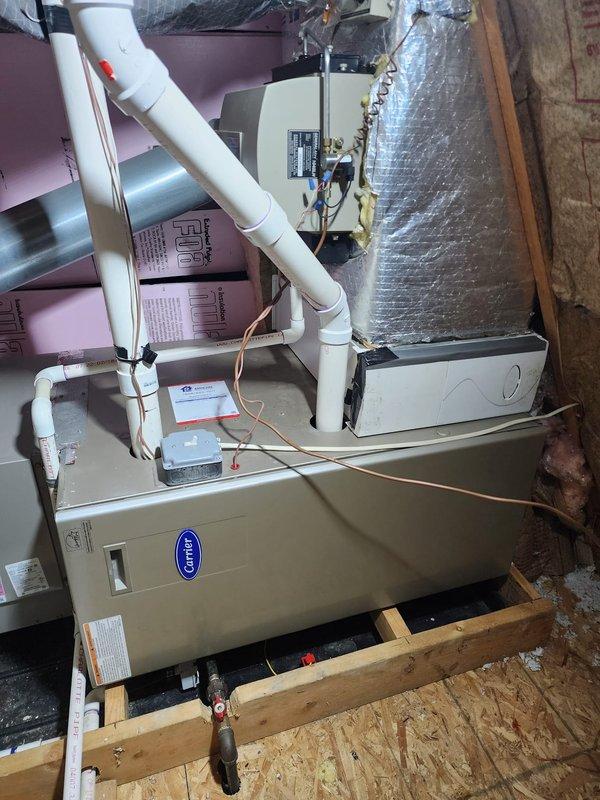 Performed routine maintenance on two 14-year-old Carrier furnaces (attic and basement units) under prepaid service agreement. Both systems were operating within normal parameters with no reported issues. Inspected heat exchangers (previously replaced) and verified proper function of the new blower fan in the larger unit. All systems left in good working condition.