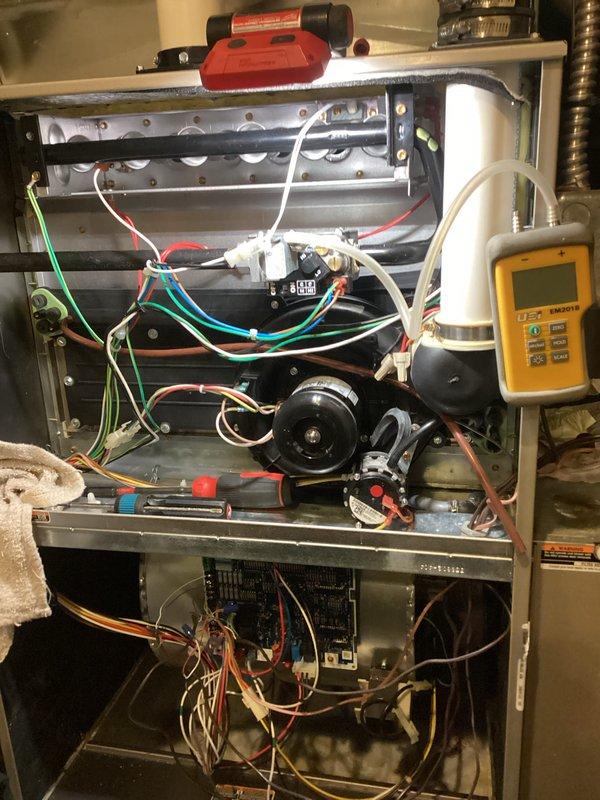 Performed diagnostic inspection on Bryant furnace system to address customer complaint of animal intrusion and related odor issues. Evaluated venting system and identified points of entry where animals were accessing the furnace. Recommended installation of appropriate vent guards/screens to prevent future animal intrusion while maintaining proper system ventilation and operation.