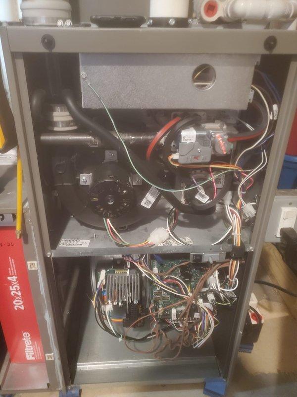 Performed scheduled maintenance on Lennox heating system under Worry Free Service Agreement. Inspected all internal components including blower motor assembly, circuit board connections, and wiring harnesses, finding system in normal working condition. Examined ventilation system including PVC piping and verified proper installation and functioning of all components.
