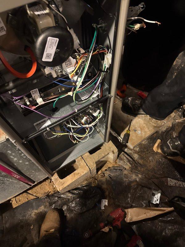 Successfully installed a new Lennox furnace with proper electrical connections to all components including the blower motor and control board. Installed a chimney liner to ensure proper ventilation and code compliance. All systems were thoroughly tested and verified to be operating according to manufacturer specifications.