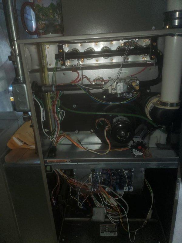 Performed annual maintenance on Bryant furnace under Worry Free Service Agreement. Inspected interior components including heat exchanger, blower motor assembly, and electrical connections. All systems functioning properly with no issues identified.