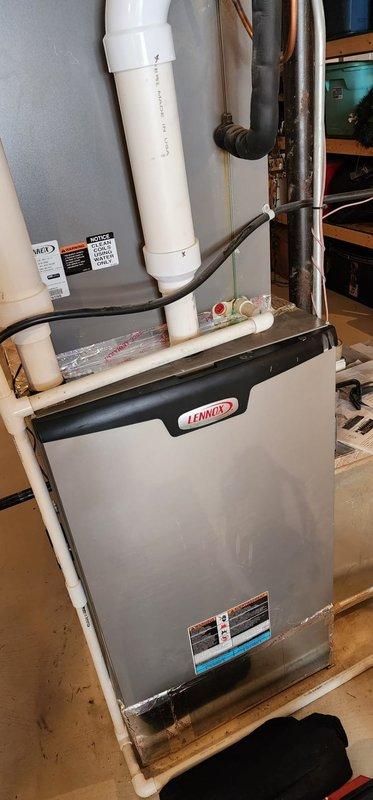 Performed scheduled furnace maintenance on Lennox heating system. Inspected internal components including circuit boards, wiring harnesses, and blower motor assembly. Verified proper operation of ventilation system and examined all connections including gas line and electrical components.