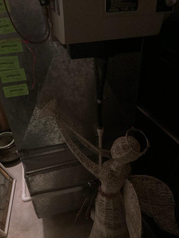 Inspected 33-year-old water heater showing significant deterioration, corrosion, and water leakage. Observed turquoise and rust-colored staining on tank surfaces, indicating advanced deterioration. Recommended complete replacement of the aging unit due to safety concerns and declining efficiency.