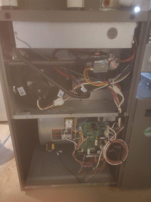Completed scheduled maintenance on Lennox furnace under Worry Free Service Agreement. Performed full inspection of interior components including circuit board, electrical connections, and ventilation system. All components functioning properly with no issues identified.