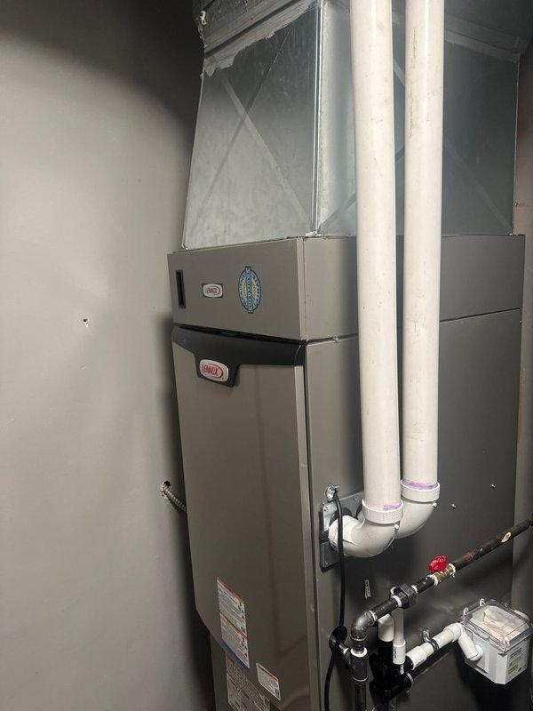 Successfully installed complete HVAC system including new Lennox furnace, air conditioner, and Ecobee6 thermostat. Performed proper installation of all components including PVC intake/exhaust venting, condensate drainage system, and electrical connections with service switch. System was fully tested and verified operational upon completion.