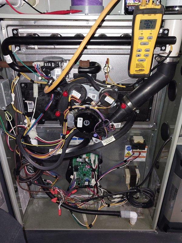 Performed comprehensive maintenance on heating system under Worry Free Service Agreement. Conducted diagnostic testing using Fieldpiece meter to evaluate system performance, with special attention to electrical components and blower motor assembly. Inspected and verified proper operation of all internal components including circuit boards, wiring connections, and mechanical elements.