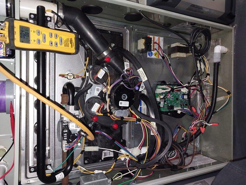 Performed comprehensive maintenance on heating system under Worry Free Service Agreement. Conducted diagnostic testing using Fieldpiece meter to evaluate system performance, with special attention to electrical components and blower motor assembly. Inspected and verified proper operation of all internal components including circuit boards, wiring connections, and mechanical elements.