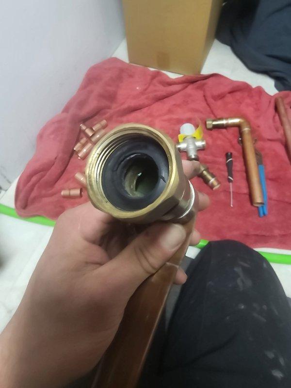 Returned to property to complete 75-gallon water heater installation. Determined existing expansion tank was insufficient and additional 1" copper fittings were required to properly reinstall the mixing valve. Scheduled follow-up appointment between 8-12 to complete installation with proper components.