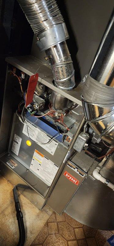 Completed Fall Ready Now maintenance on Bryant furnace system. Performed full inspection of unit, including control board, electrical connections, and ductwork. System is operating within manufacturer specifications with no issues identified.