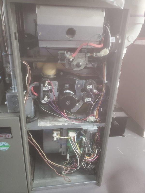Performed scheduled furnace maintenance service from 3-5pm, including comprehensive inspection of internal components (control board, gas valve assembly, blower motor, and wiring). Removed and cleaned the filter, verified proper draft inducer motor operation, and confirmed all connections were secure with system functioning within normal parameters.