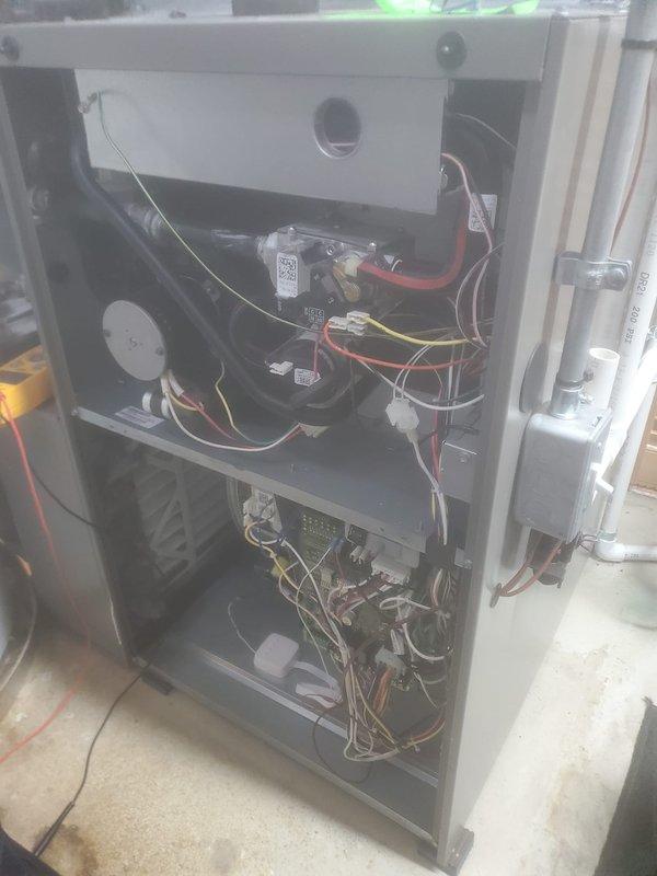 Performed scheduled maintenance on Lennox furnace under Worry Free Service Agreement. Inspected internal components including blower motor assembly, control boards, and electrical connections. Completed furnace and related system check with all components operating within specifications.