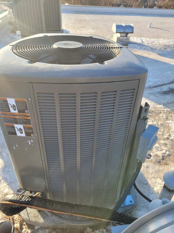 Successfully installed complete HVAC system including Lennox furnace, air conditioner, S40 thermostat, and humidifier. Properly mounted outdoor AC unit on concrete pad with appropriate refrigerant line connections. System was tested and verified to be operating correctly upon completion.