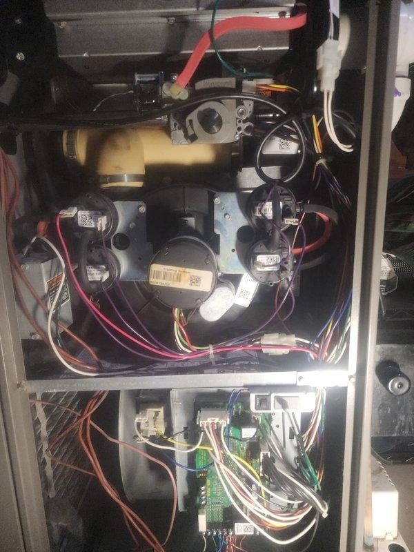 Performed scheduled maintenance on Lennox furnace system under Worry Free Service Agreement. Inspected control board components, electrical connections, and gas regulator valve, confirming all wiring was secure and properly connected. Unit was returned to normal operating condition with no issues identified.