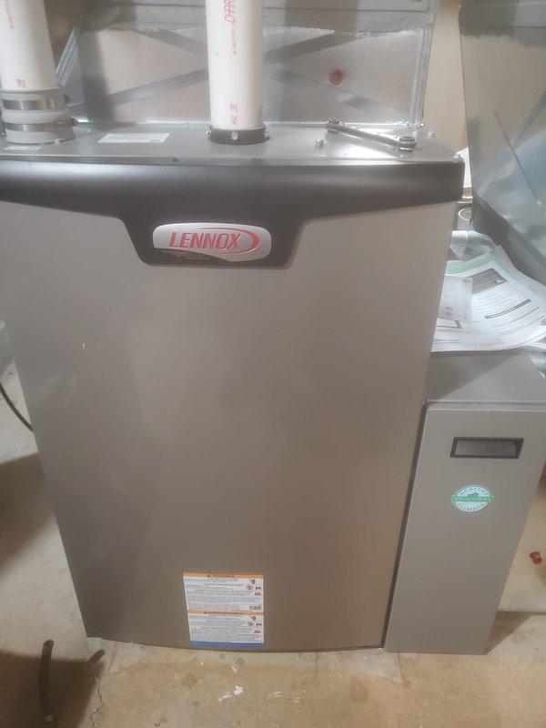 Completed scheduled furnace maintenance on a Lennox HVAC system. Opened unit to inspect and test internal components including circuit boards, blower assembly, and electrical connections. System was properly reassembled and confirmed to be operating within manufacturer specifications.