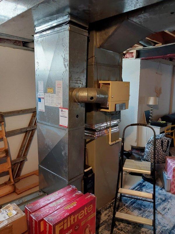 Performed routine maintenance on 34-year-old furnace system (installed 1992) including cleaning and inspection of the circuit board and electrical connections. Noted inoperable humidifier requiring replacement and provided customer with replacement filter options. System is functioning within acceptable parameters despite age, but customer advised to consider replacement planning in near future due to equipment age.