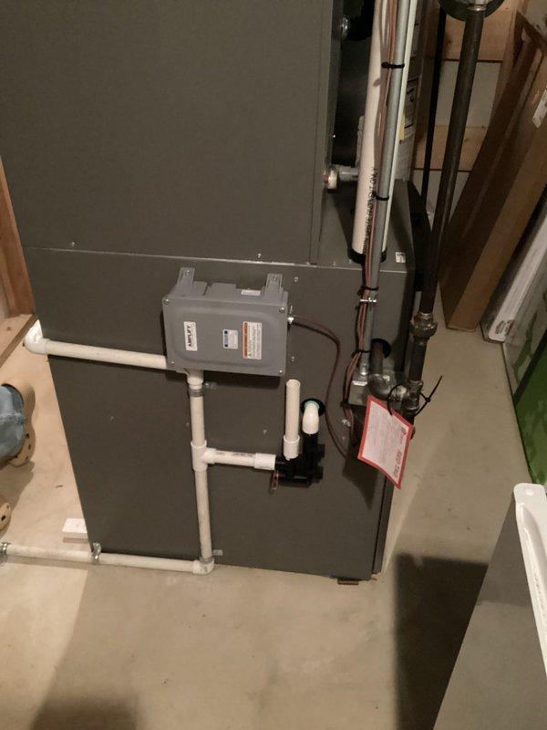 Completed inspection of existing furnace system and confirmed heat exchanger failure as noted by previous technician (Bryan). Documentation and photographic evidence collected of the installed unit, including main furnace assembly, electrical connections, PVC venting, condensate lines, and ductwork. Recommendation provided for complete system replacement due to compromised heat exchanger integrity.